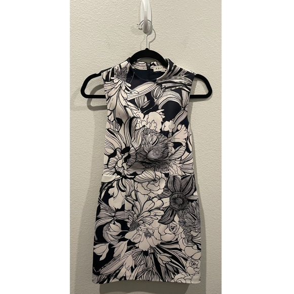 KEEPSAKE Black Navy Blue Floral Sleeveless Mini Dress - Picture 1 of 6